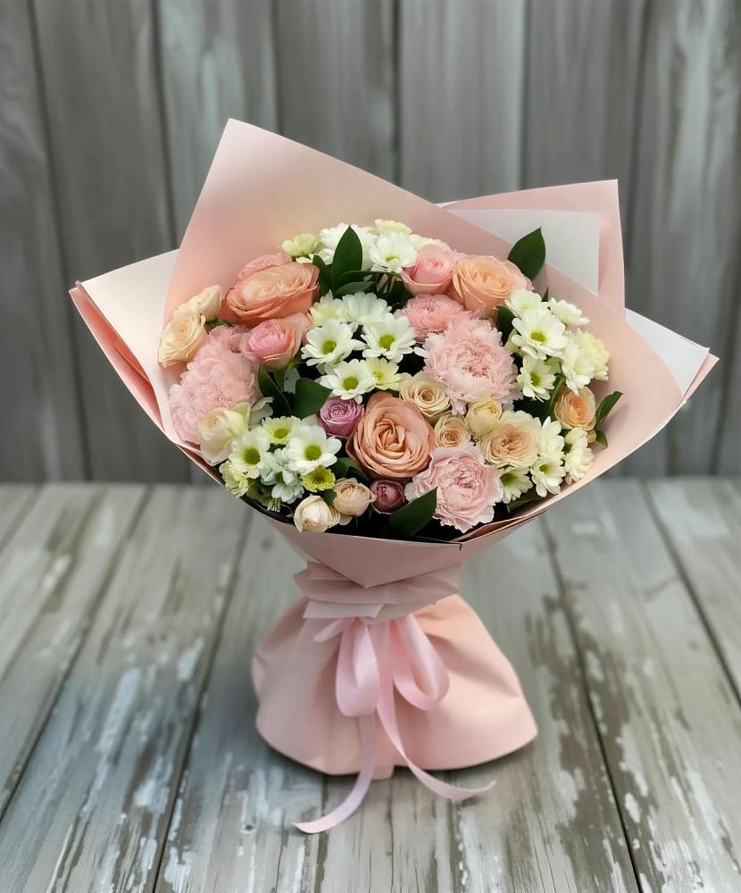 Букет цветов из: Гвоздики, Розы и Хризантемы в Таежный Красноярского края