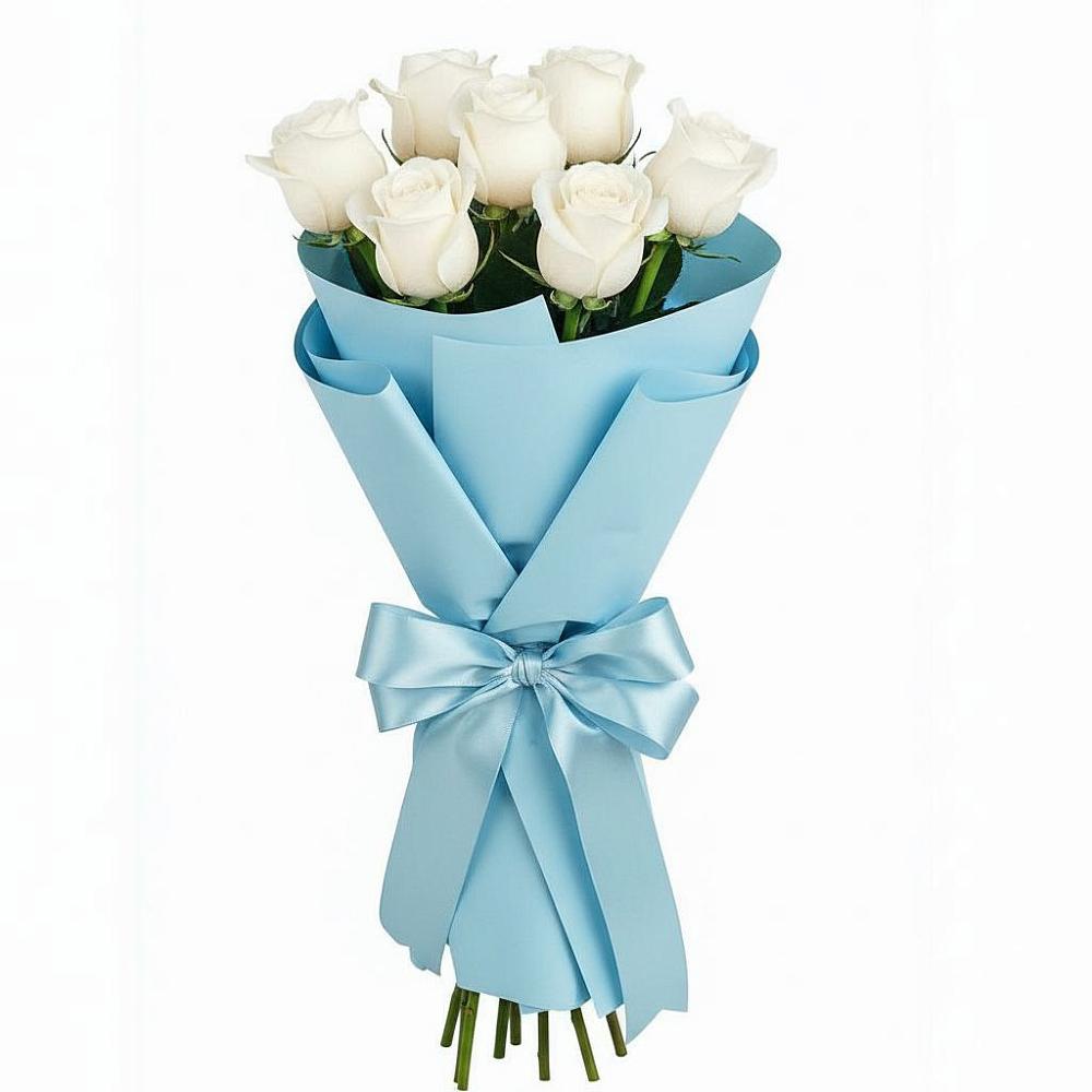 Букет 7 белых роз Проуд в Таежный Красноярского края