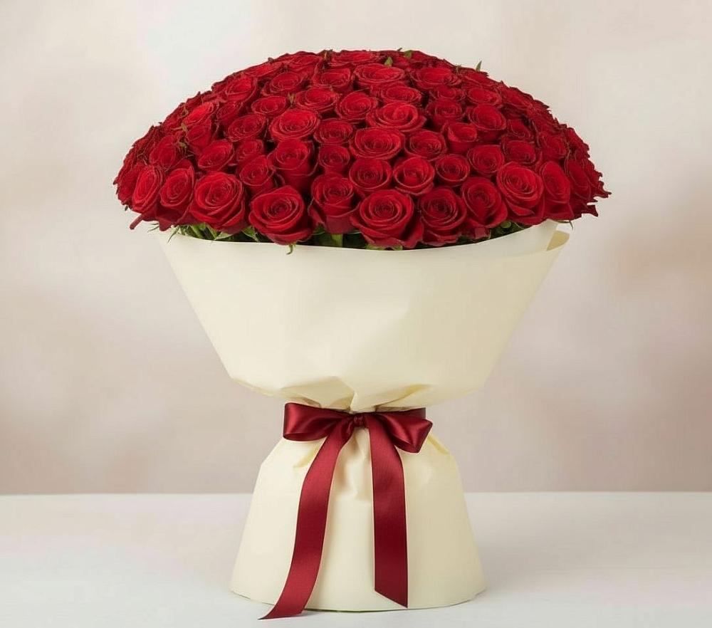 Букет 101 Красная роза Милано в Таежный Красноярского края