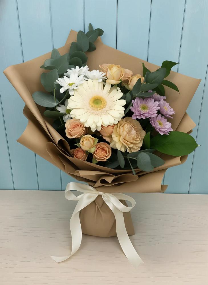 Букет цветов из: Герберы и Хризантемы в Таежный Красноярского края