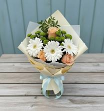 Букет цветов из:  Герберы, Розы и Хризантемы #REPLACE_PRED# Таежный Красноярского края
