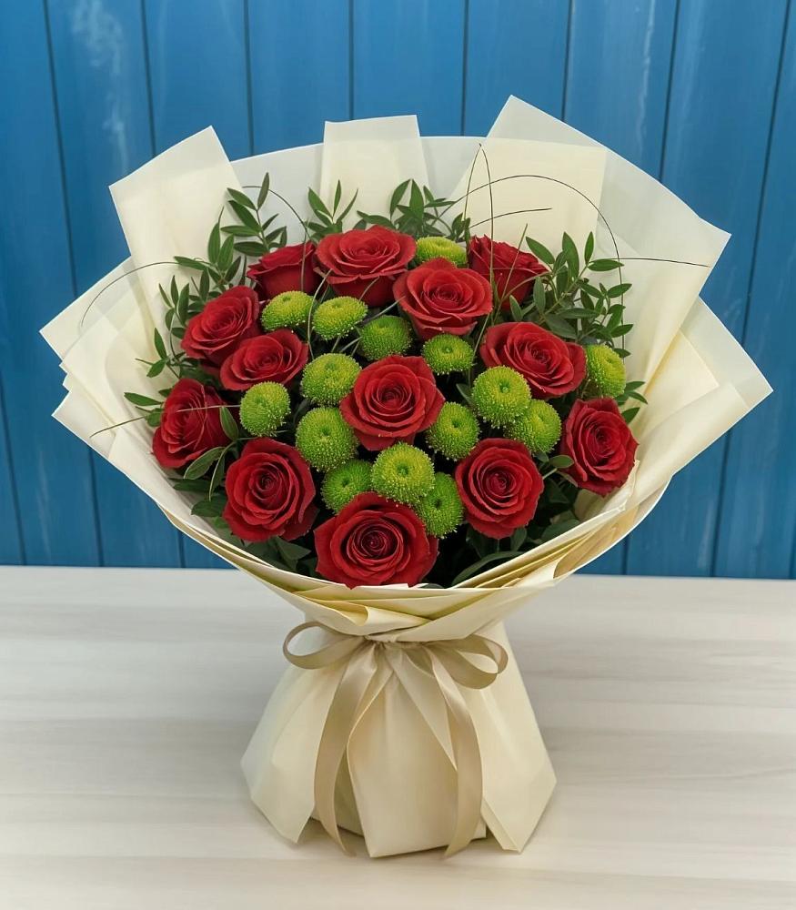 Букет цветов из: Розы и Хризантемы в Таежный Красноярского края